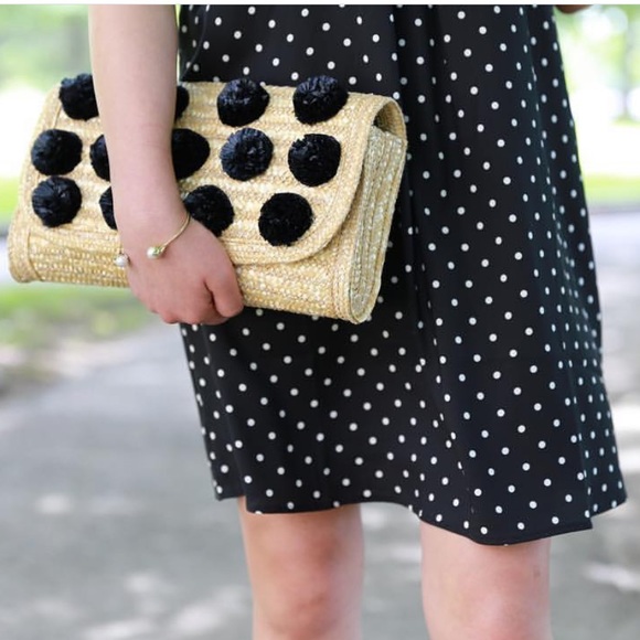 Handbags - Straw Pom Pom Clutch